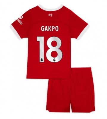 Liverpool Cody Gakpo #18 Primera Equipación Niños 2023-24 Manga Corta (+ Pantalones cortos)